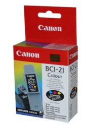 Ink.náplň CANON BCI-21Cl, barevná - barevn, cca 100 stran pi 7.5% pokryt, pro S100, BJC2100/2200/4000/4100/4200/ 4300/4400/4550/ 4650/5000 /5100/5500